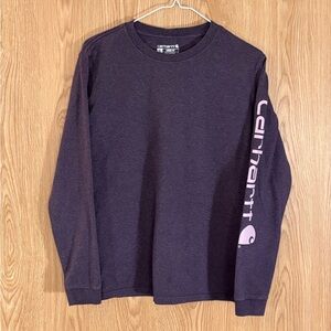 Carhartt Purple Long Sleeve Crewneck Loose Fit Logo Tee Top